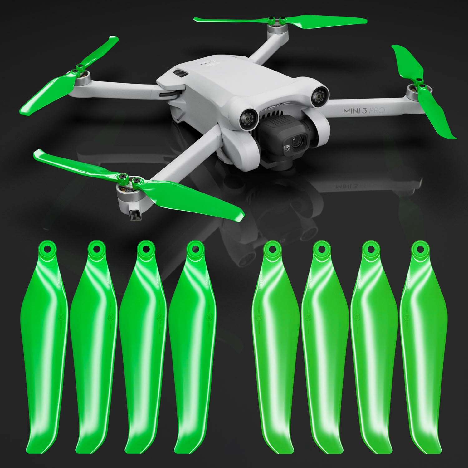 DJI Mini 3 Pro / 4 Pro STEALTH Upgrade Propellers - x4 Green